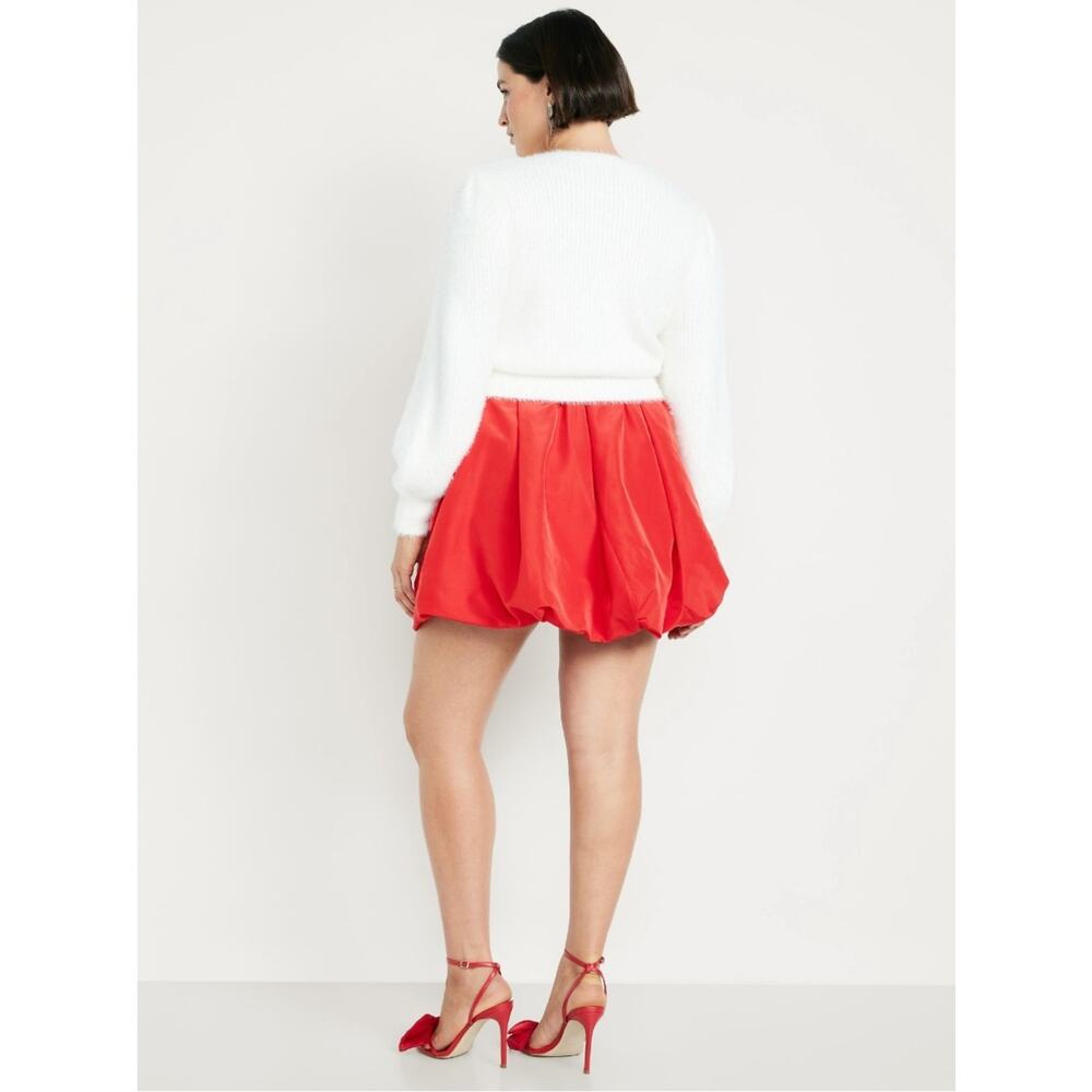 Old Navy Amaryllis Red Taffeta Bubble Mini Skirt - Picture 5 of 12